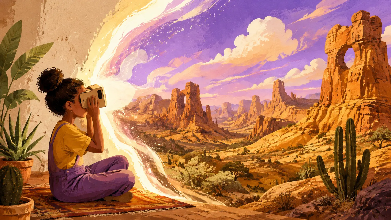 Illustration of a virtual journey through the rocky Vale do Catimbau